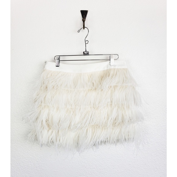 Express Dresses & Skirts - White ostrich feather mini skirt